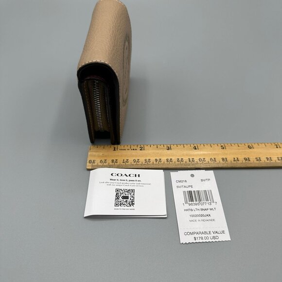 Coach Heritage Snap Wallet in Taupe Leather CM216 NWT - Picture 13 of 14